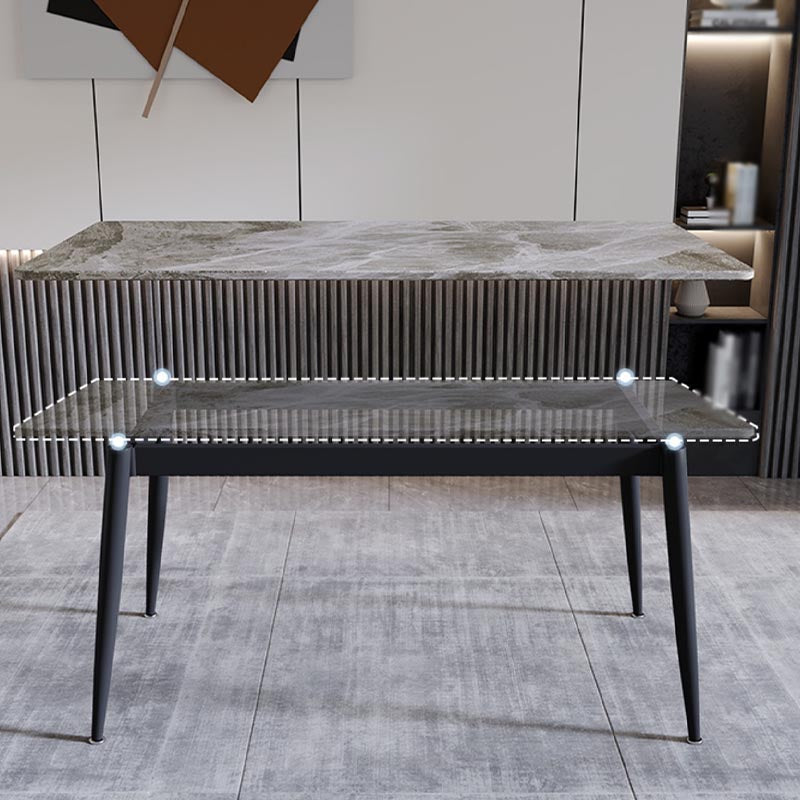 Rectangle Stone Industrial Table Standard Height Dining Table with 4 Legs Clearhalo 'Dining Tables & Seating' 'Dining Tables' 'dining_table' 'furn' 'furn_dining_table' 'Furniture' 'Kitchen & Dining Furniture' 5475869