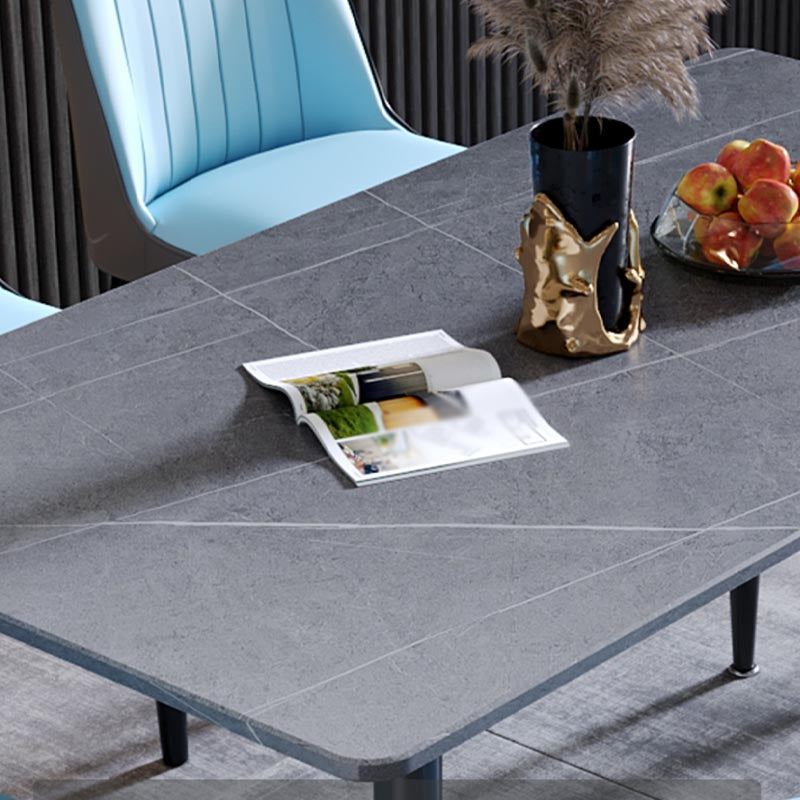 Rectangle Stone Industrial Table Standard Height Dining Table with 4 Legs Clearhalo 'Dining Tables & Seating' 'Dining Tables' 'dining_table' 'furn' 'furn_dining_table' 'Furniture' 'Kitchen & Dining Furniture' 5475870