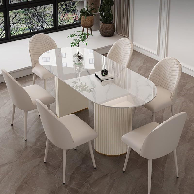 Traditional Luxury Dining Table with White Marble Oval Dining Table for Home