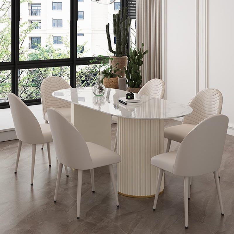 Traditional Luxury Dining Table with White Marble Oval Dining Table for Home