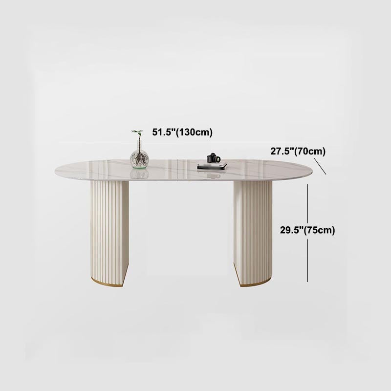 Traditional Luxury Dining Table with White Marble Oval Dining Table for Home