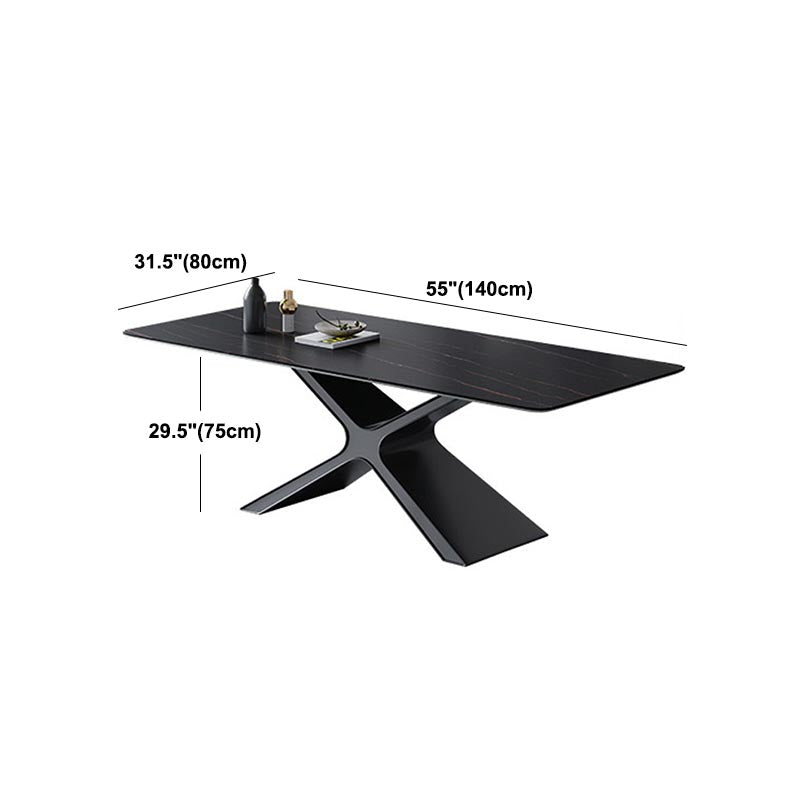 Stone Top Table Traditional Luxury Rectangle Dining Table with Pedestal Base Clearhalo 'Dining Tables & Seating' 'Dining Tables' 'dining_table' 'furn' 'furn_dining_table' 'Furniture' 'Kitchen & Dining Furniture' 5475908