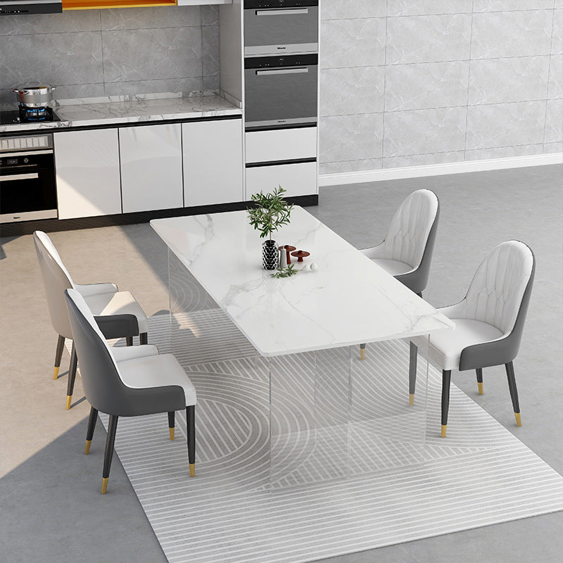 Stone Top Dining Table Modern Rectangle Dining Table with Sled Base