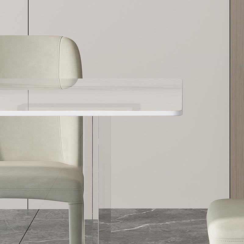 Stone Top Dining Table Modern Rectangle Dining Table with Sled Base