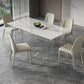 Stone Top Dining Table Modern Rectangle Dining Table with Sled Base