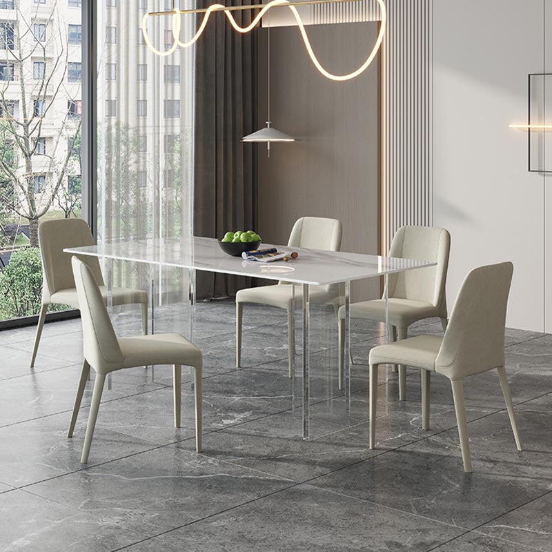 Stone Top Dining Table Modern Rectangle Dining Table with Sled Base