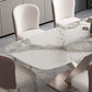 Metal Traditional Luxury Rectangle Table Sintered Stone Top Table with Pedestal
