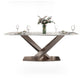 Metal Traditional Luxury Rectangle Table Sintered Stone Top Table with Pedestal