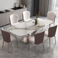Metal Traditional Luxury Rectangle Table Sintered Stone Top Table with Pedestal