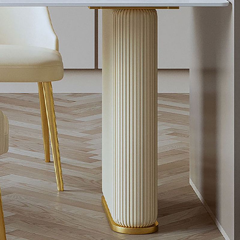 Tavolo da pranzo top in pietra tavolo da pranzo contemporaneo con base in slitta in bianco