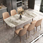 Stone Top Dining Table Mid-Century Modern Dining Table with 4 Wood Legs