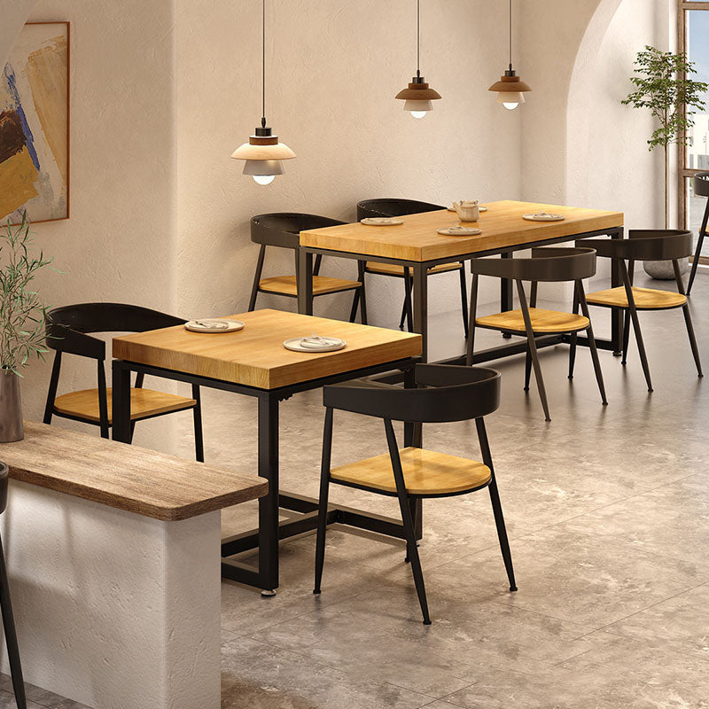 Pine Wood Top Dining Table Industrial Rectangle Table with Trestle Base Clearhalo 'Dining Tables & Seating' 'Dining Tables' 'dining_table' 'furn' 'furn_dining_table' 'Furniture' 'Kitchen & Dining Furniture' 5476009