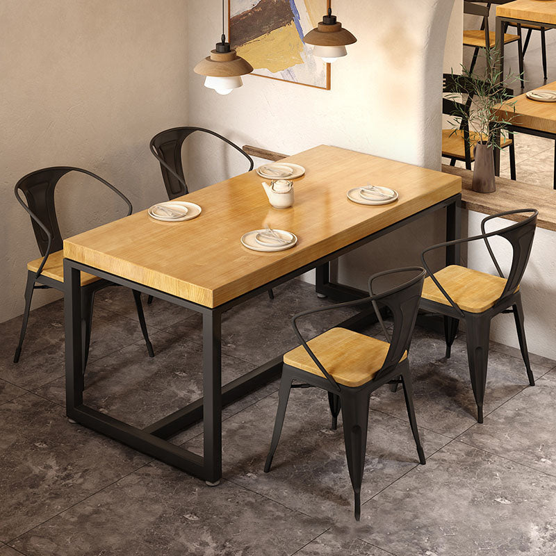 Pine Wood Top Dining Table Industrial Rectangle Table with Trestle Base 55.1"L x 27.6"W x 29.5"H Without Chairs Clearhalo 'Dining Tables & Seating' 'Dining Tables' 'dining_table' 'furn' 'furn_dining_table' 'Furniture' 'Kitchen & Dining Furniture' 5476010