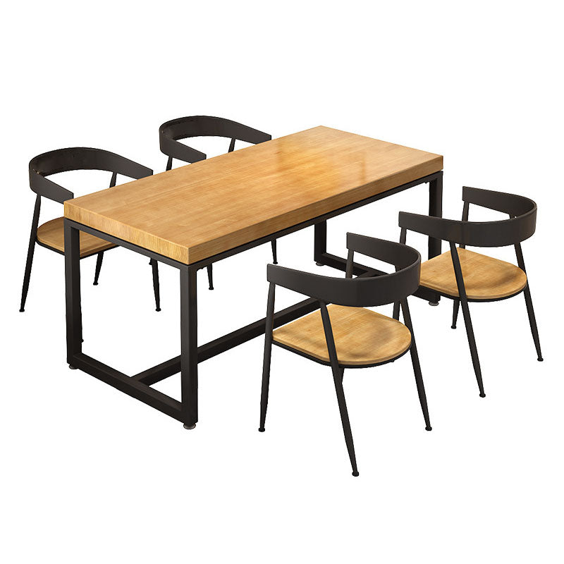 Pine Wood Top Dining Table Industrial Rectangle Table with Trestle Base Clearhalo 'Dining Tables & Seating' 'Dining Tables' 'dining_table' 'furn' 'furn_dining_table' 'Furniture' 'Kitchen & Dining Furniture' 5476017