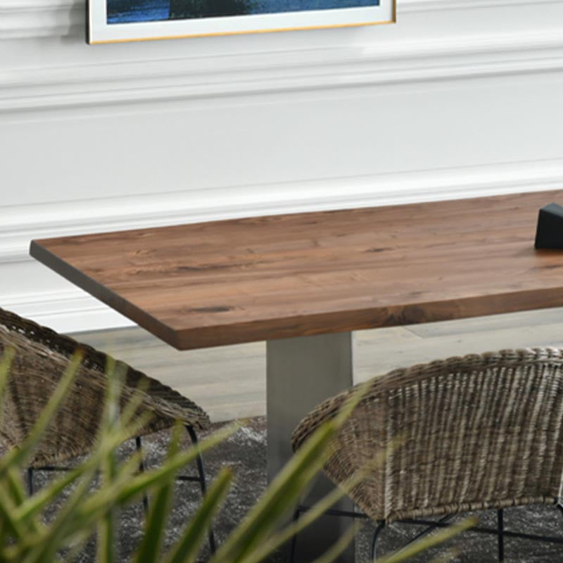 Rectangle Dining Room Table Industrial Kitchen Desk with Double Pedestal Clearhalo 'Dining Tables & Seating' 'Dining Tables' 'dining_table' 'furn' 'furn_dining_table' 'Furniture' 'Kitchen & Dining Furniture' 5476029