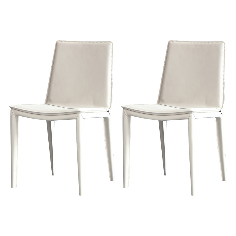 Contemporary Leather Dining Chair Armless Metal Side Chair for Home Use