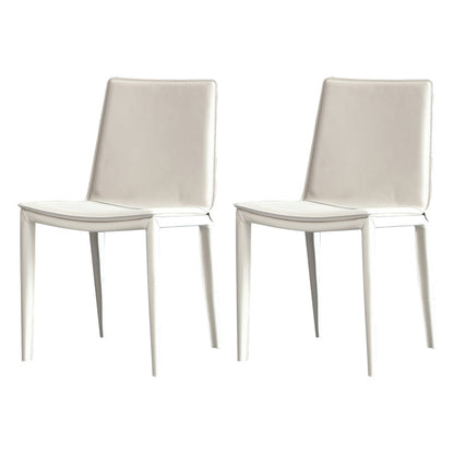 Contemporary Leather Dining Chair Armless Metal Side Chair for Home Use
