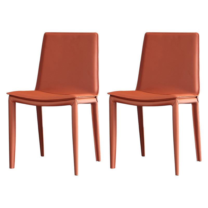 Contemporary Leather Dining Chair Armless Metal Side Chair for Home Use