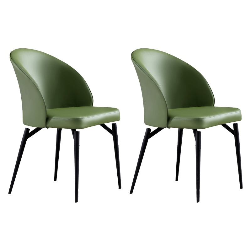 Modern Style Faux Leather Dining Chair Armless Metal Side Chair for Home Use