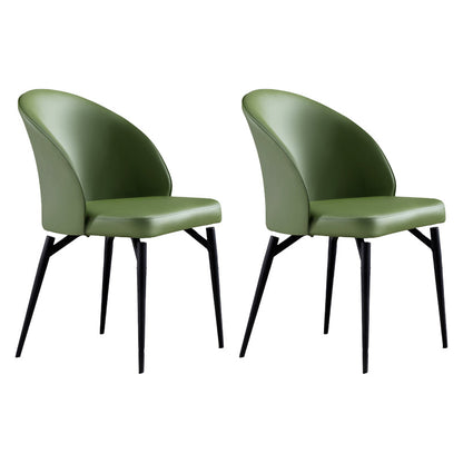 Modern Style Faux Leather Dining Chair Armless Metal Side Chair for Home Use