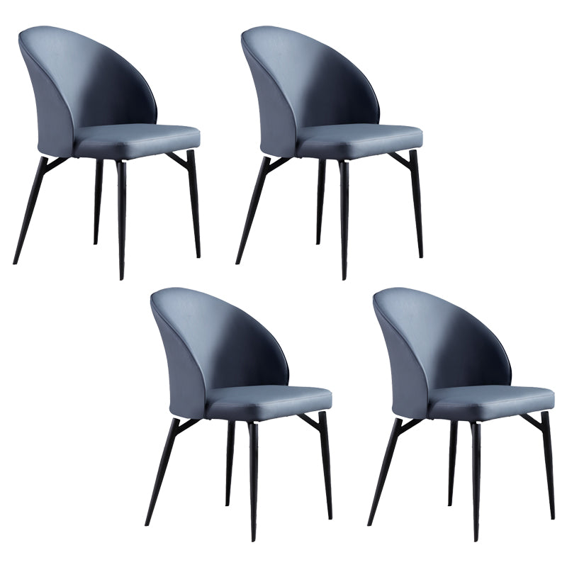 Modern Style Faux Leather Dining Chair Armless Metal Side Chair for Home Use