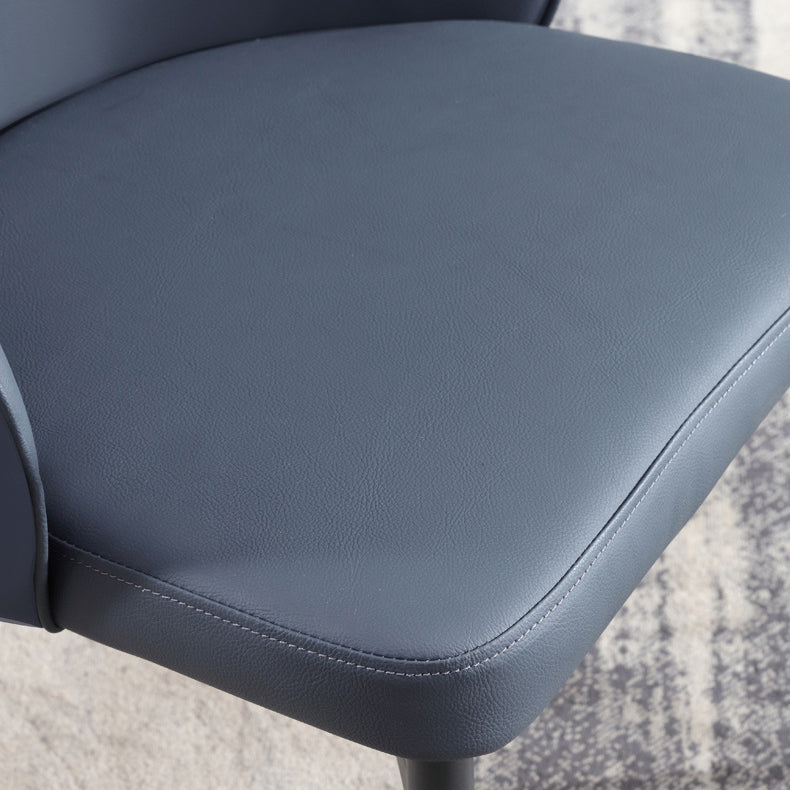 Modern Style Faux Leather Dining Chair Armless Metal Side Chair for Home Use