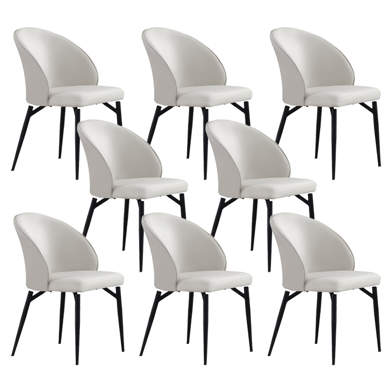 Modern Style Faux Leather Dining Chair Armless Metal Side Chair for Home Use