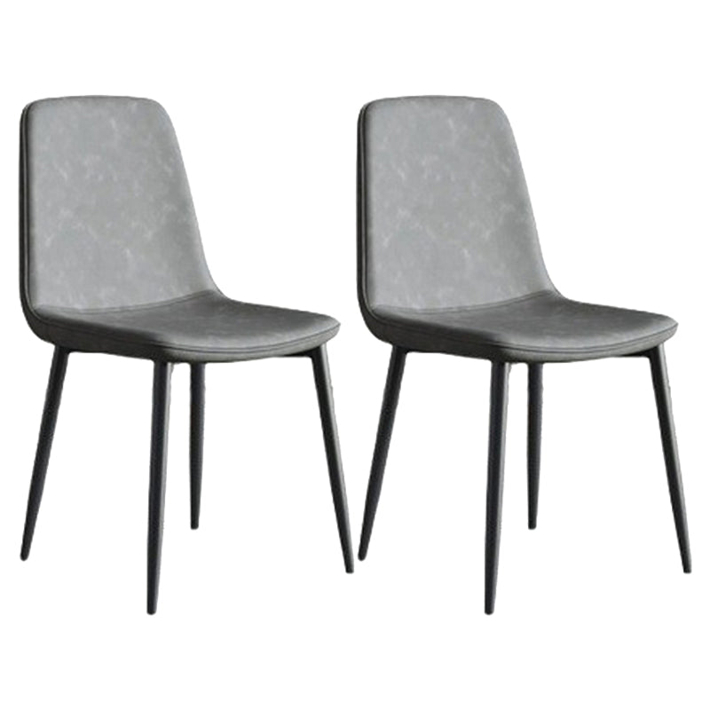 Modern Style Metal Dining Chair Armless PU Leather Side Chair for Home Use