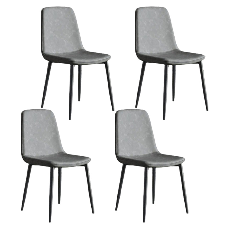 Modern Style Metal Dining Chair Armless PU Leather Side Chair for Home Use