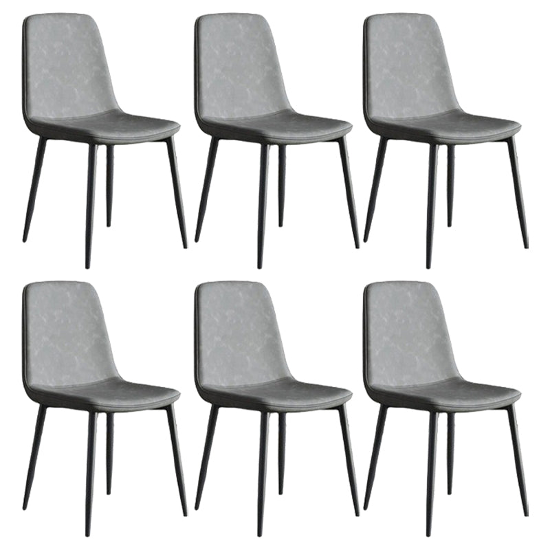 Modern Style Metal Dining Chair Armless PU Leather Side Chair for Home Use