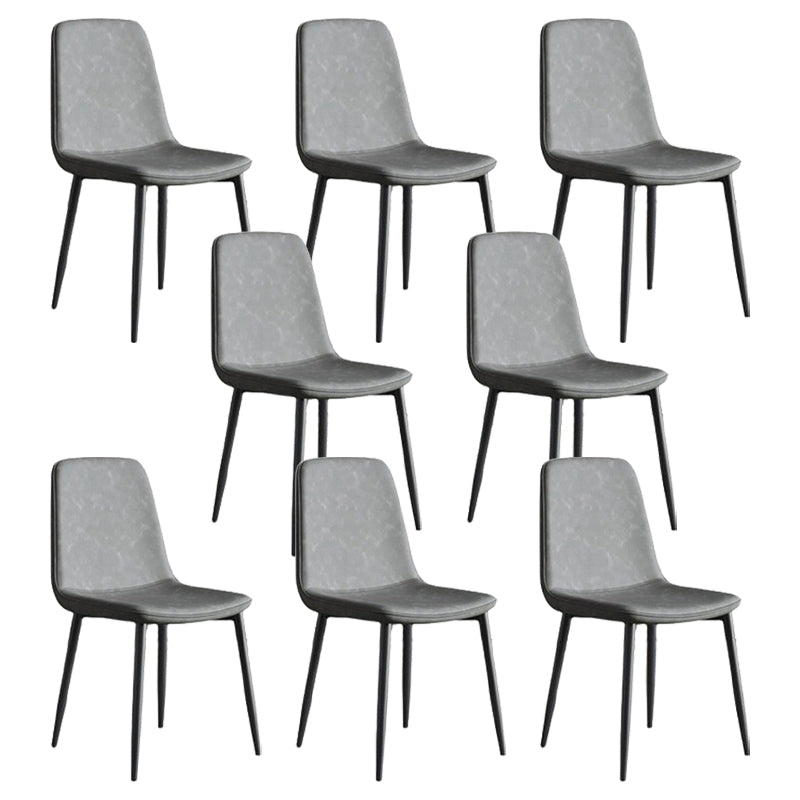 Modern Style Metal Dining Chair Armless PU Leather Side Chair for Home Use