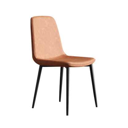 Modern Style Metal Dining Chair Armless PU Leather Side Chair for Home Use
