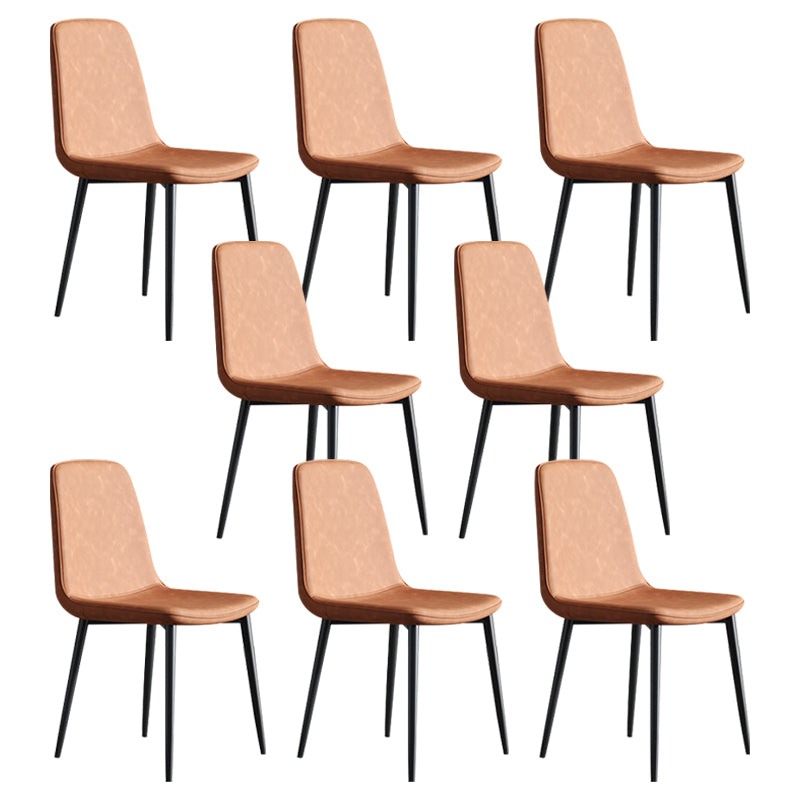Modern Style Metal Dining Chair Armless PU Leather Side Chair for Home Use