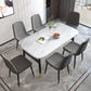 Modern Style Metal Dining Chair Armless PU Leather Side Chair for Home Use
