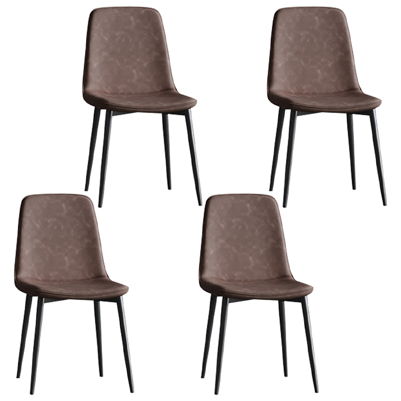 Modern Style Metal Dining Chair Armless PU Leather Side Chair for Home Use