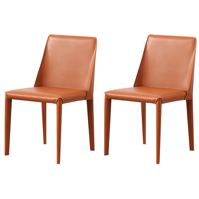 Modern Style Leather Dining Chair Armless Metal Side Chair for Home Use