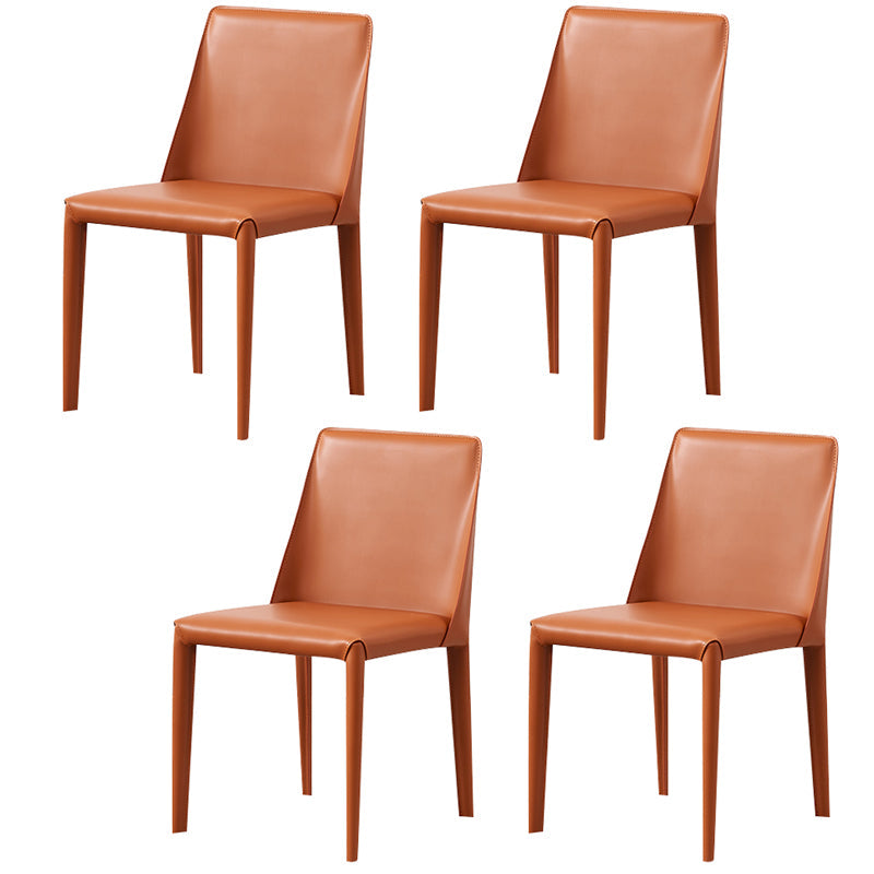 Modern Style Leather Dining Chair Armless Metal Side Chair for Home Use