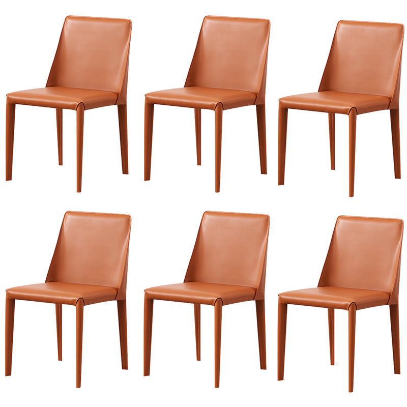 Modern Style Leather Dining Chair Armless Metal Side Chair for Home Use
