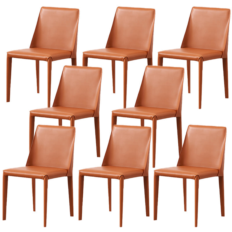 Modern Style Leather Dining Chair Armless Metal Side Chair for Home Use