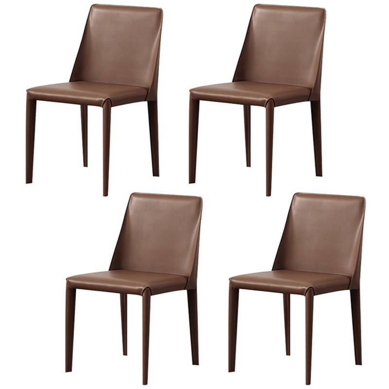 Modern Style Leather Dining Chair Armless Metal Side Chair for Home Use