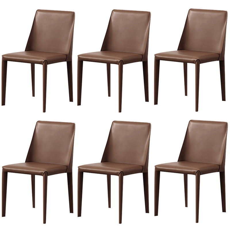 Modern Style Leather Dining Chair Armless Metal Side Chair for Home Use