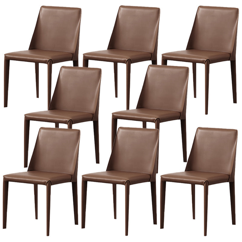Modern Style Leather Dining Chair Armless Metal Side Chair for Home Use