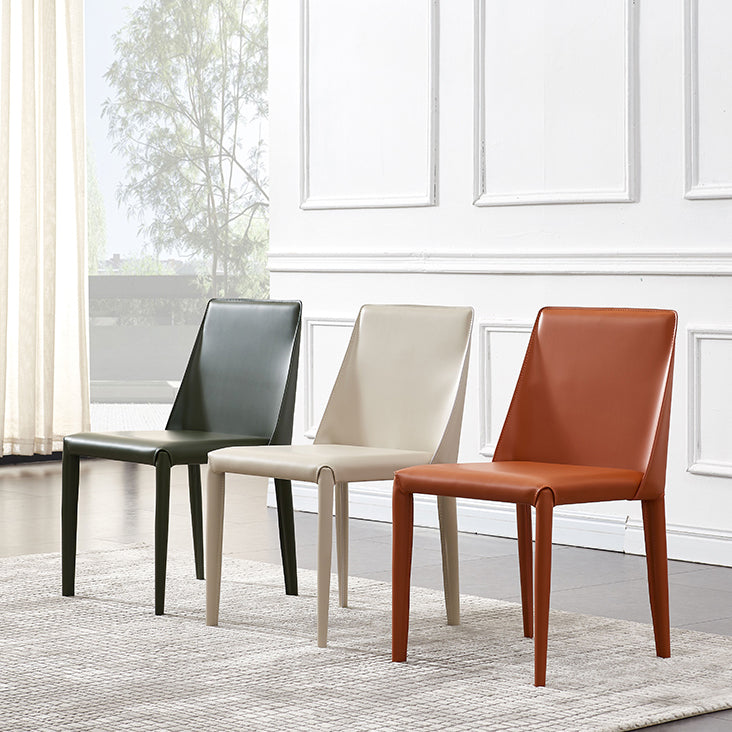 Modern Style Leather Dining Chair Armless Metal Side Chair for Home Use