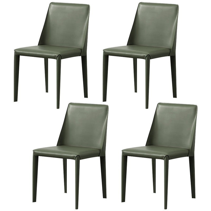 Modern Style Leather Dining Chair Armless Metal Side Chair for Home Use