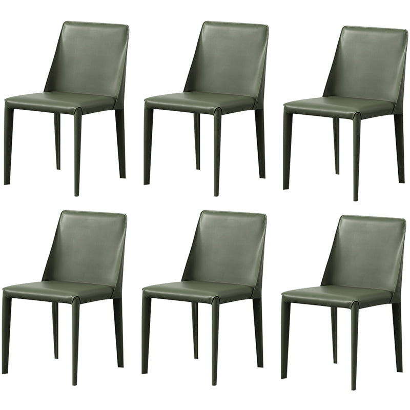 Modern Style Leather Dining Chair Armless Metal Side Chair for Home Use