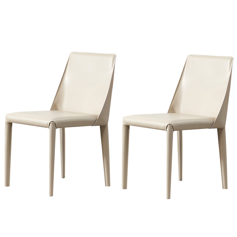 Modern Style Leather Dining Chair Armless Metal Side Chair for Home Use