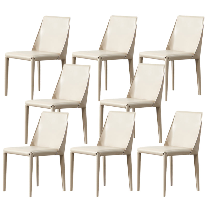 Modern Style Leather Dining Chair Armless Metal Side Chair for Home Use