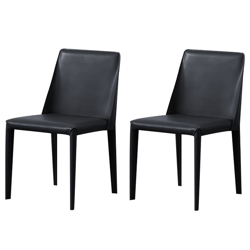 Modern Style Leather Dining Chair Armless Metal Side Chair for Home Use