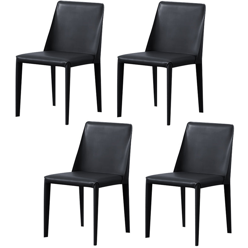 Modern Style Leather Dining Chair Armless Metal Side Chair for Home Use