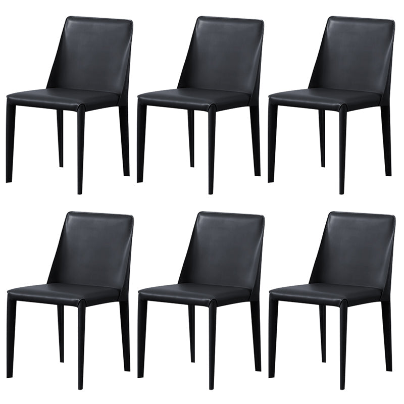 Modern Style Leather Dining Chair Armless Metal Side Chair for Home Use